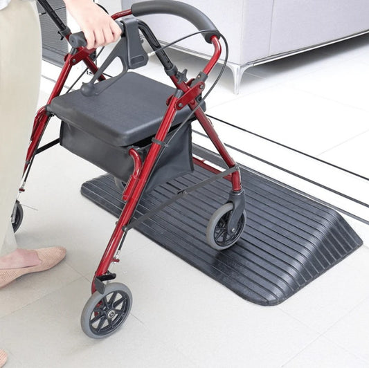 Solid Rubber Wheelchair Threshold Door Ramp With Winged Edges