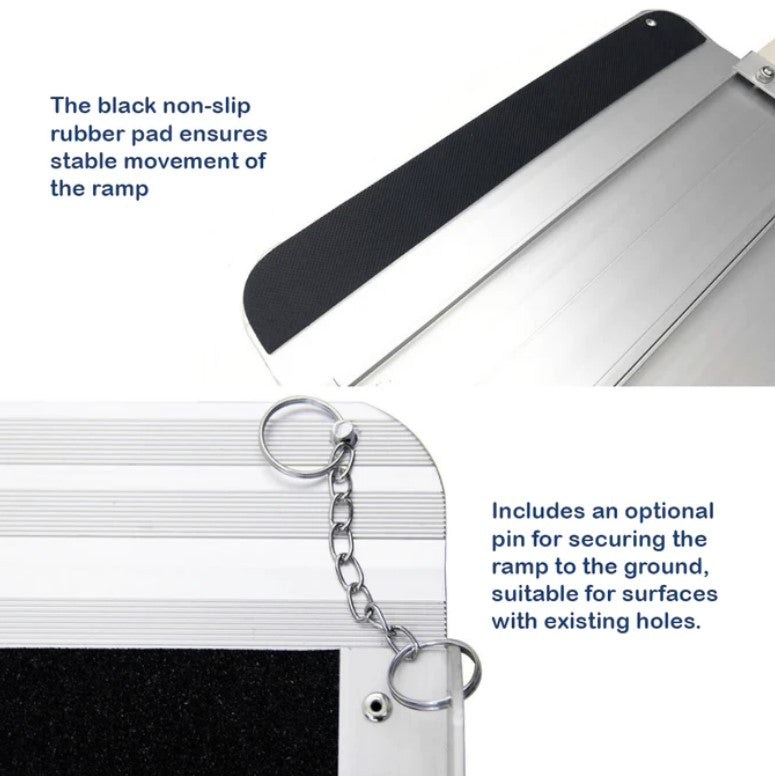 Aluminium Single-Fold Premium Wheelchair Ramp with Carry Bag- 300kg Capacity