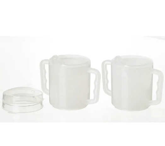 Homecraft Two Handled Mug, 270ml, Pair, with Spout and Splash Lids