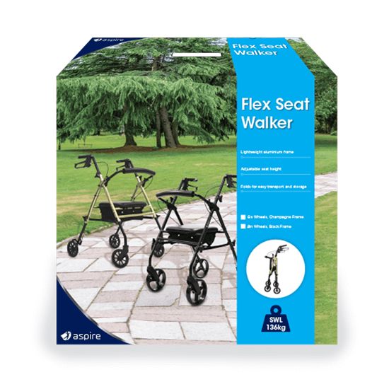 Aspire Flex Adjustable Seat Walker 6'' Wheel (3 Colours)