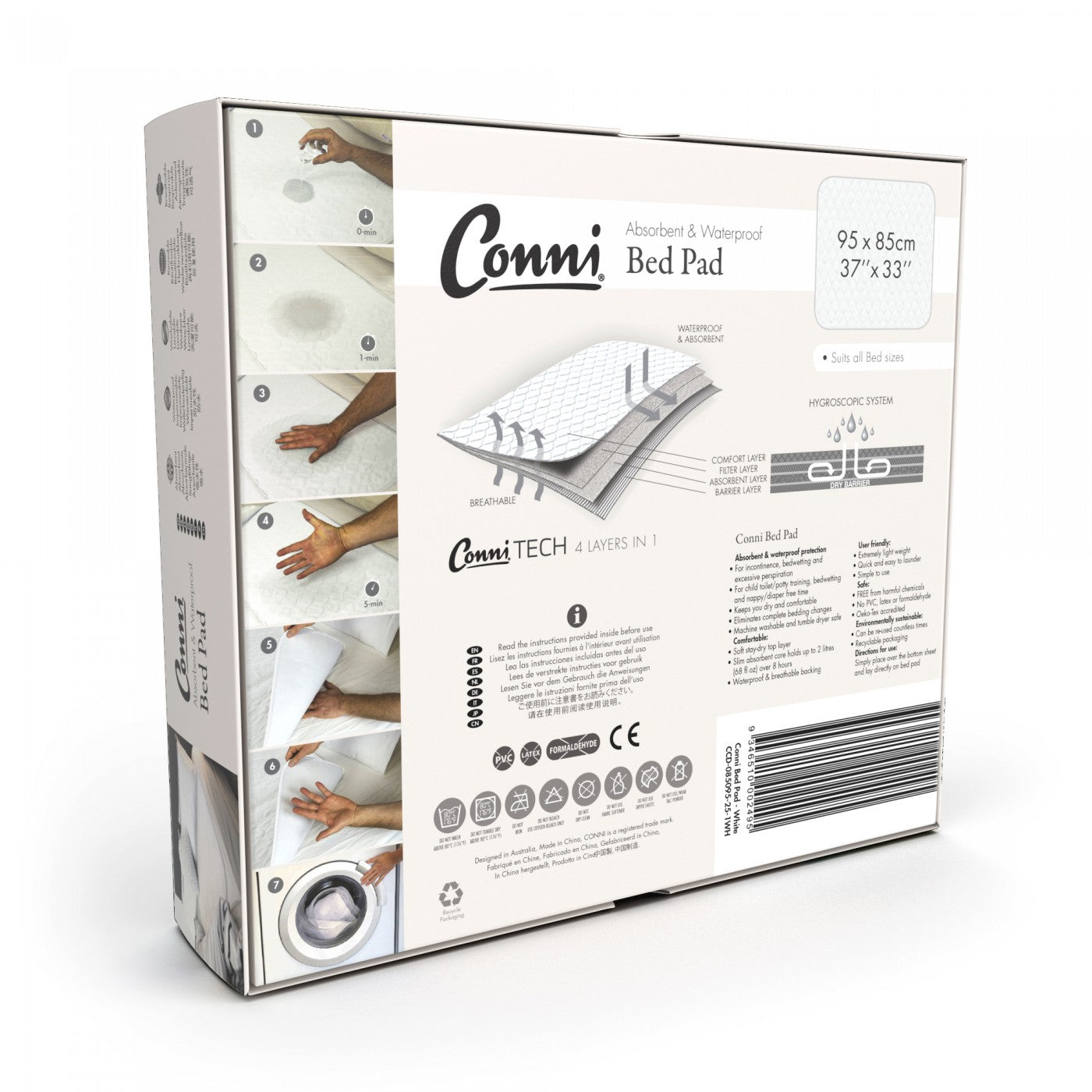 Conni Reusable Bed Pad - Charcoal (85x95cm)