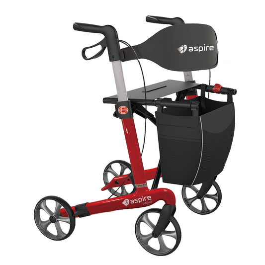 VOGUE CARBON FIBRE SEAT WALKER / ROLLATOR - Tall - Candy Red