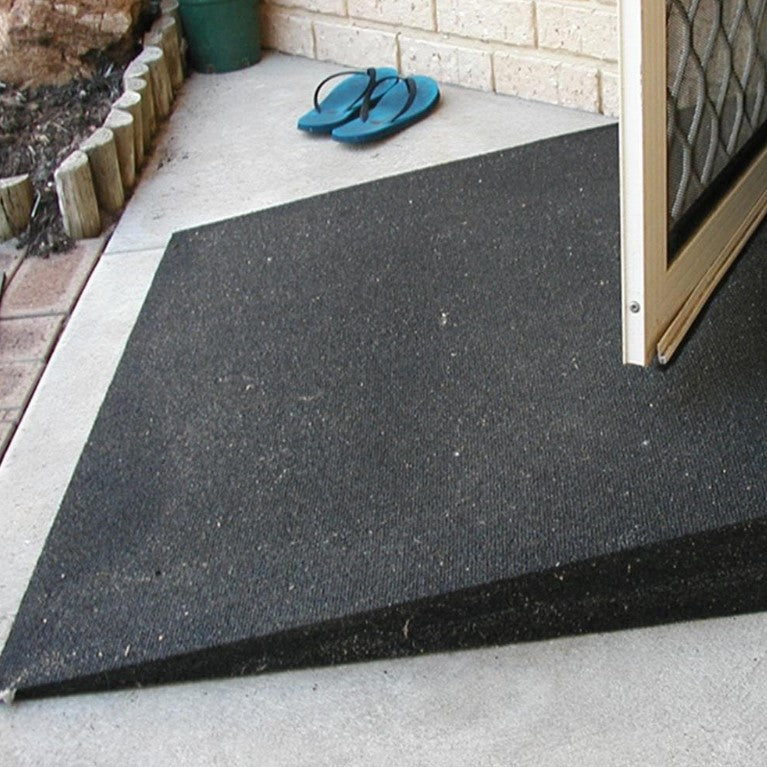 Recycled Rubber Wheelchair Threshold Door Ramp 1:10 Gradient - Straight Edges