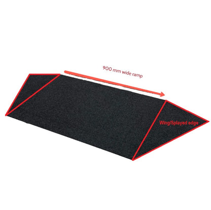 Recycled Rubber Wheelchair Threshold Door Ramp 1:10 Gradient - Wing Edges