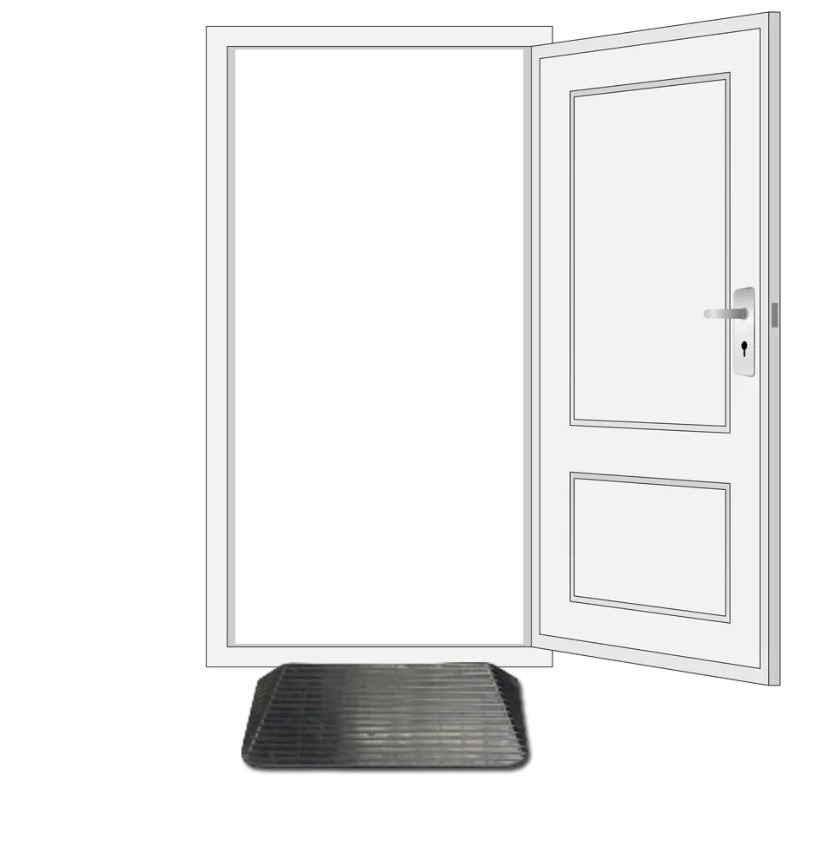 Solid Rubber Wheelchair Threshold Door Ramp With Winged Edges