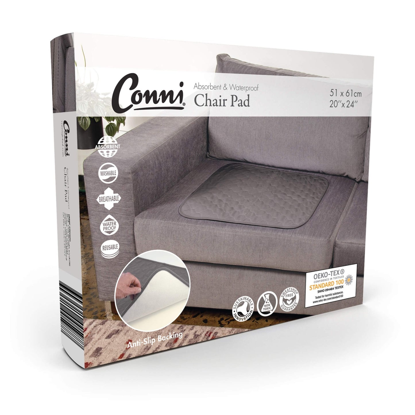 Conni Chair Pad (Charcoal -Large 51cm x 61cm)