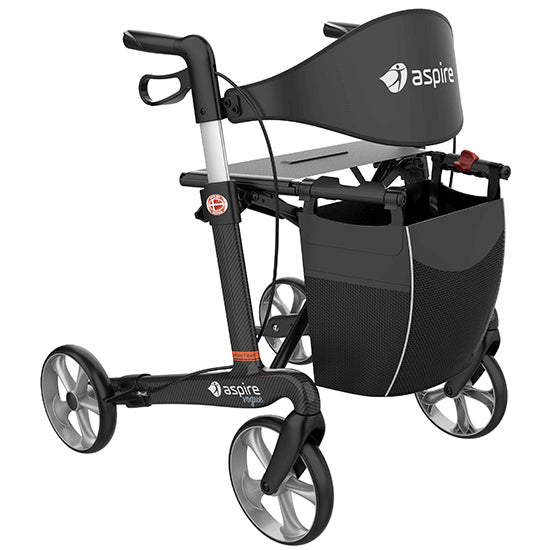 Aspire Vogue Carbon Fibre Seat Walker/Rollator (Short/Medium/Tall)