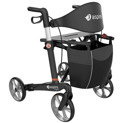 Aspire Vogue Carbon Fibre Seat Walker/Rollator (Short/Medium/Tall)