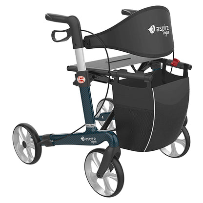 Aspire Vogue Carbon Fibre Seat Walker/Rollator (Short/Medium/Tall)