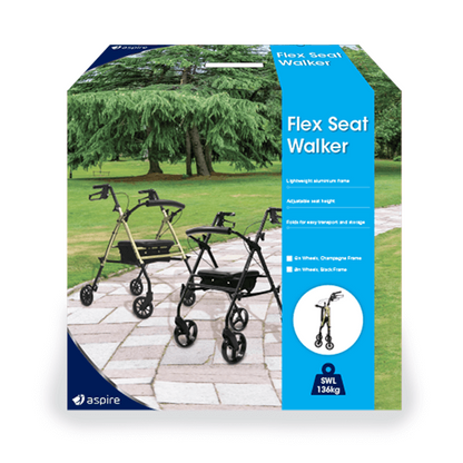 Aspire Flex Adjustable Seat Walker 6'' Wheel