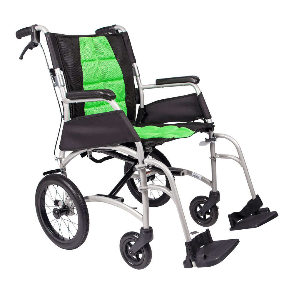 VIDA SUPER LIGHTWEIGHT FOLDING WHEELCHAIR - ATTENDANT PROPELLED (Green)-(Formally DASH)