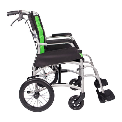 VIDA SUPER LIGHTWEIGHT FOLDING WHEELCHAIR - ATTENDANT PROPELLED (Green)-(Formally DASH)