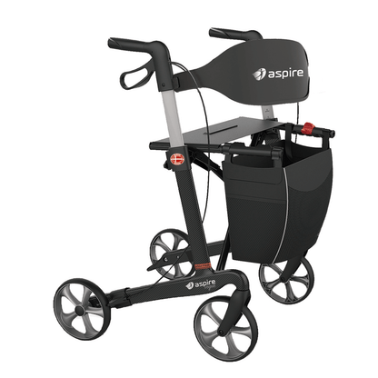 Aspire Vogue Carbon Fibre Seat Walker/Rollator (Short/Medium/Tall)