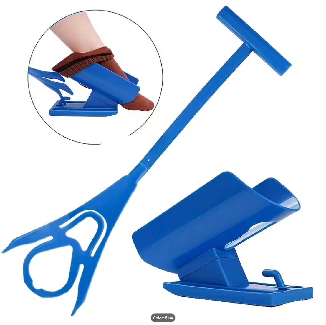 , Easy Sock Aid &amp; Stocking Slider (Blue), 